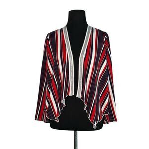 Insta Girl red blue white striped open front cardigan top size Medium